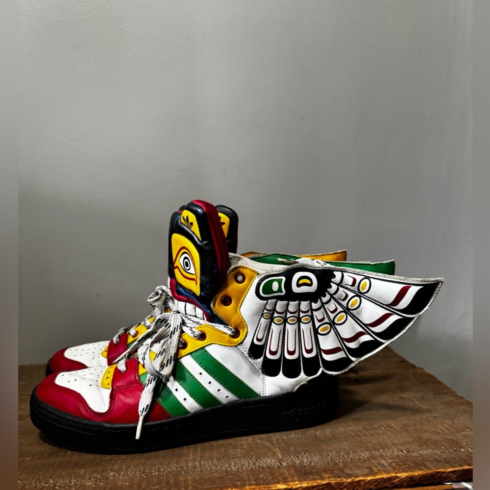Adidas x Jeremy Scott Totem Pole Wings Sneakers Size 10 US Rare JS Tribal - Picture 6 of 13